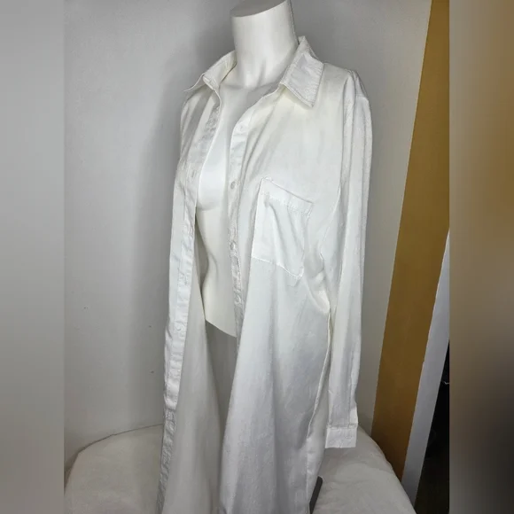 RD & Koko size L Embroidered White  Long Kimono Butom Up - Picture 4 of 12